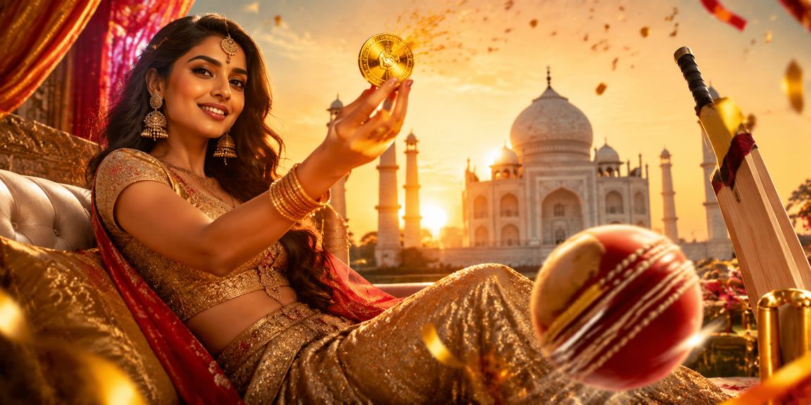 Cricket betting promotions scene near Agra Taj Mahal during cricket season