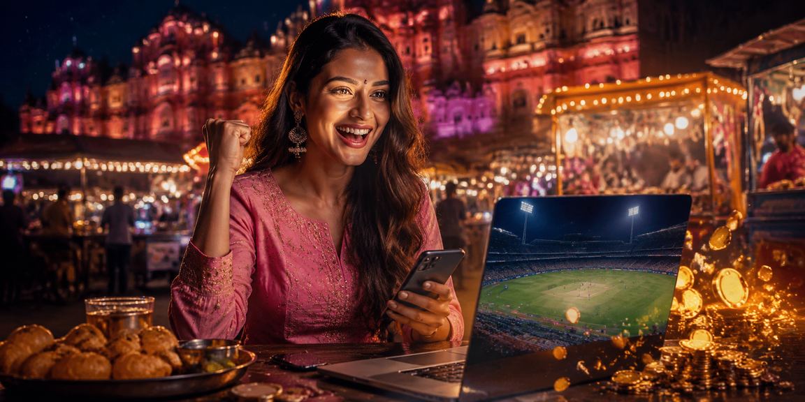 Night market scene with sports betting in Jaipur